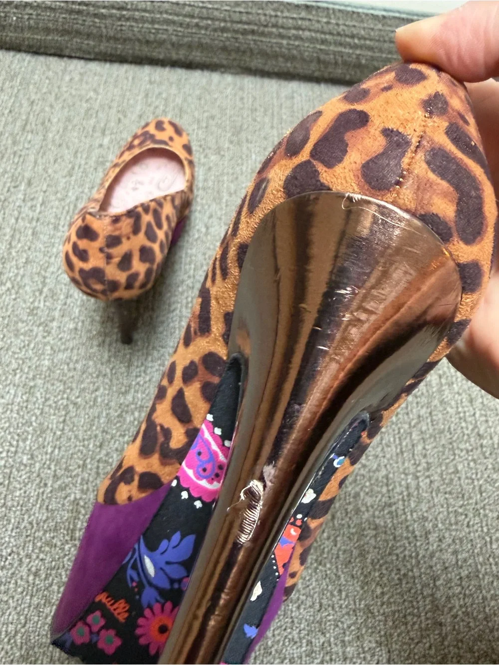 Betsey Johnson Leopard Print Pumps with Purple Platform size 8